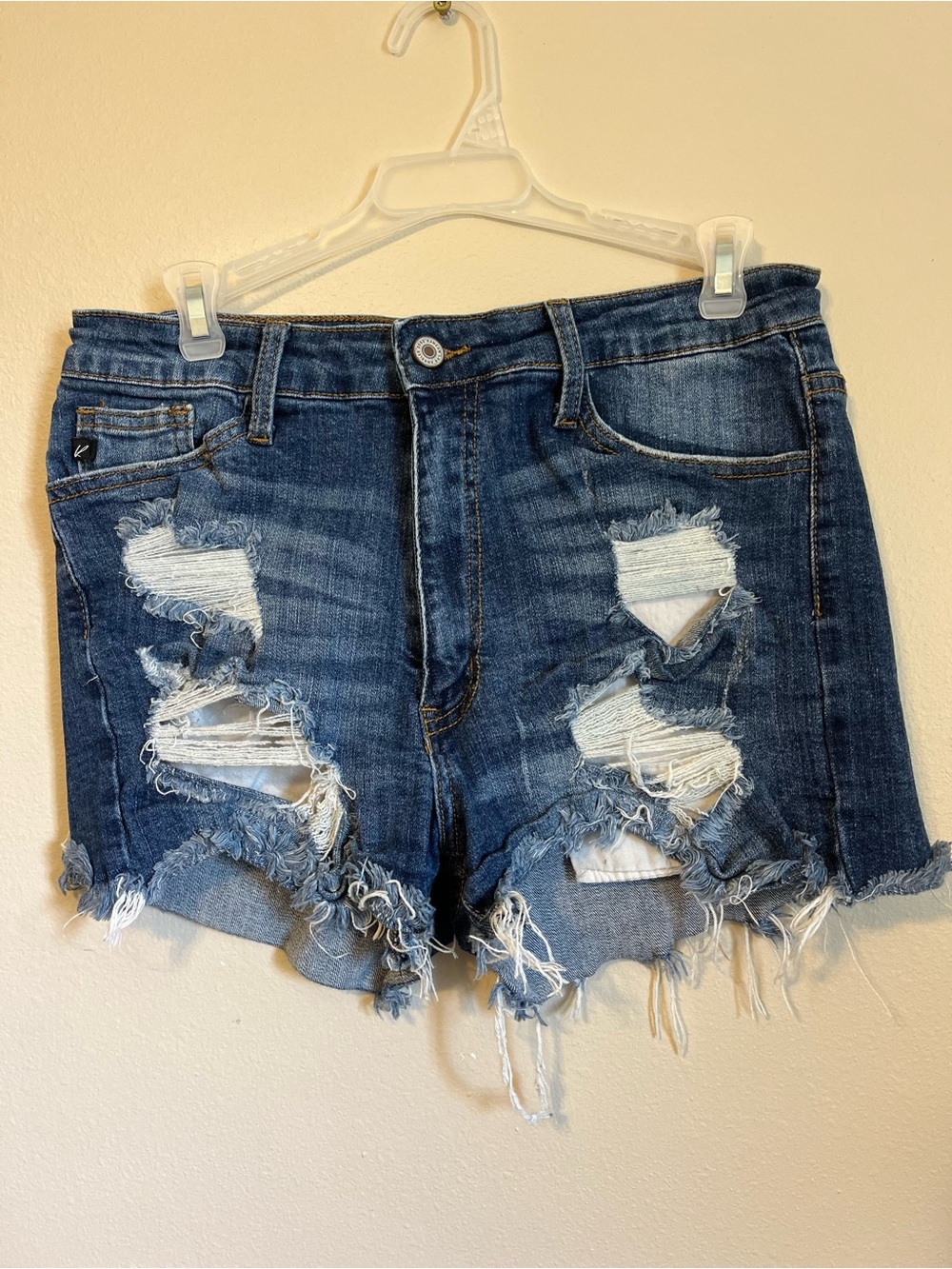 KanCan Dark Blue Distressed Denim Shorts